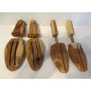 Vintage Mens Wooden Shoe Trees Forms Florsheim& Bostonian 2 Pair Stretchers Horn